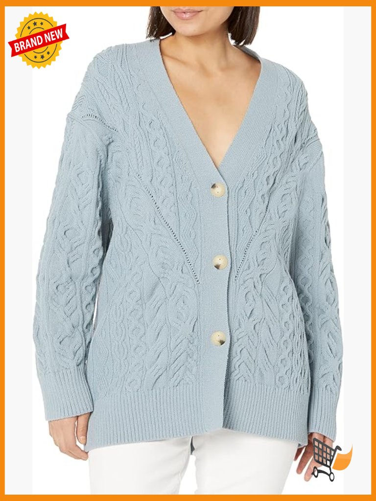 Oversized Cotton Cable Cardigan - Loose Fit Long Sleeve